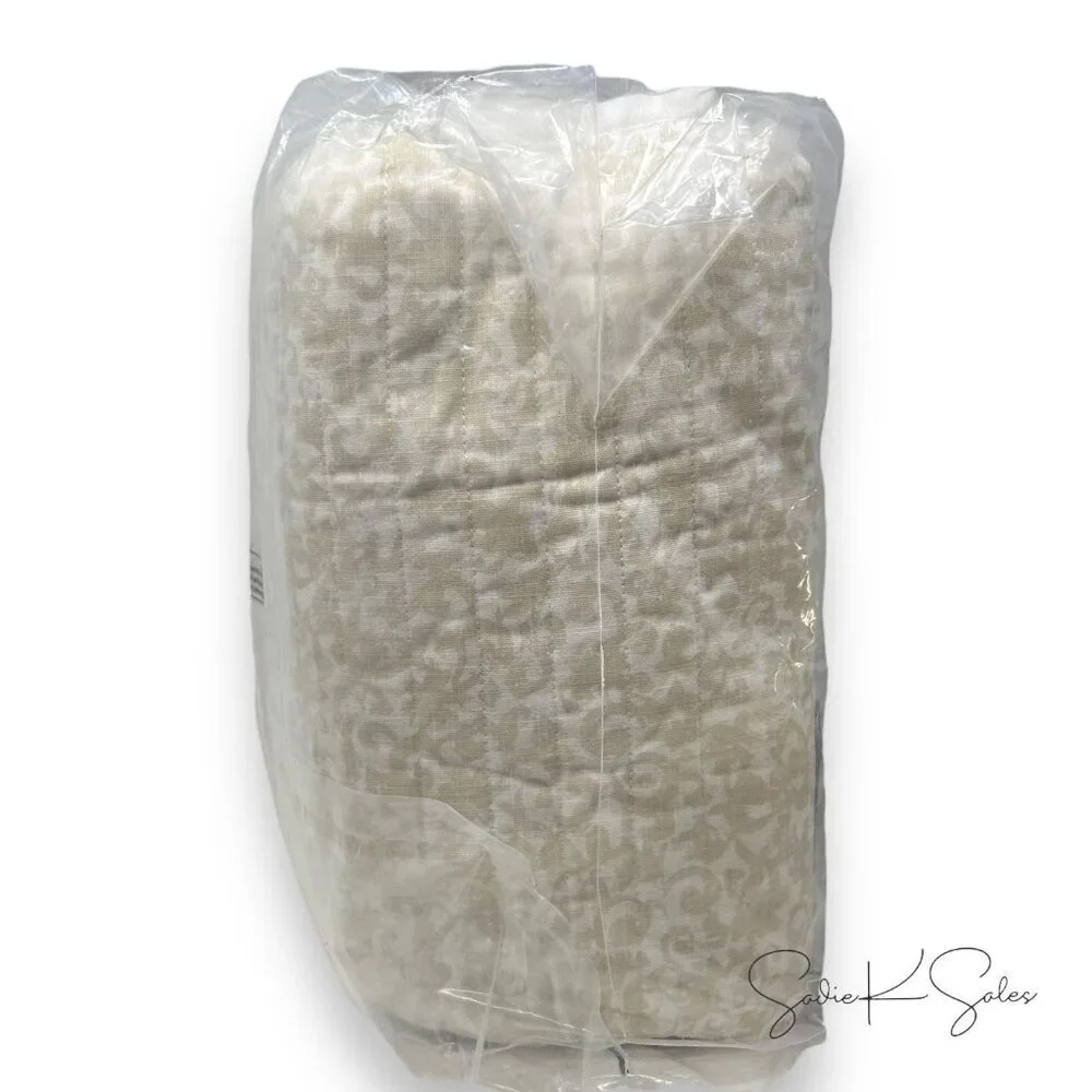Threshold Studio McGee Queen Border Cotton Slub‎ Wood Block Quilt Neutral Floral